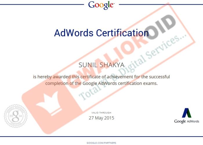 Google adwords certificate